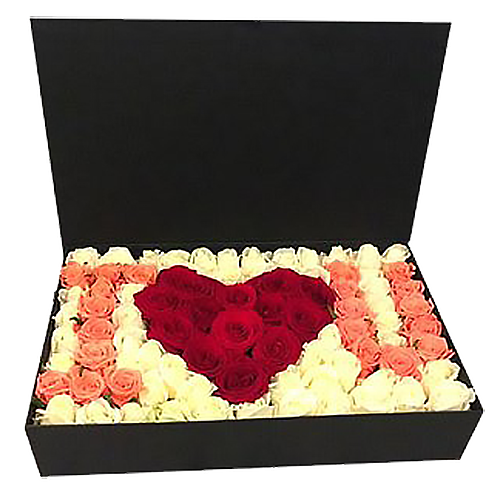 Фото товара 101 роза в коробке "I love you" в Черноморске