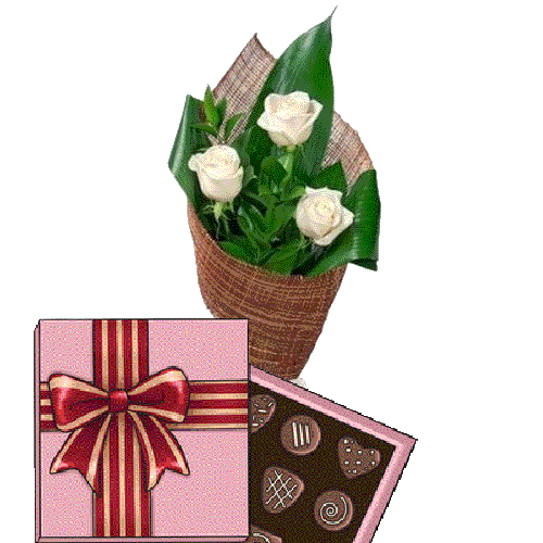 Фото товара 3 белые розы с конфетами в Черноморске
