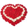 Фото товара 101 роза сердцем - красная, белая, красная в Черноморске