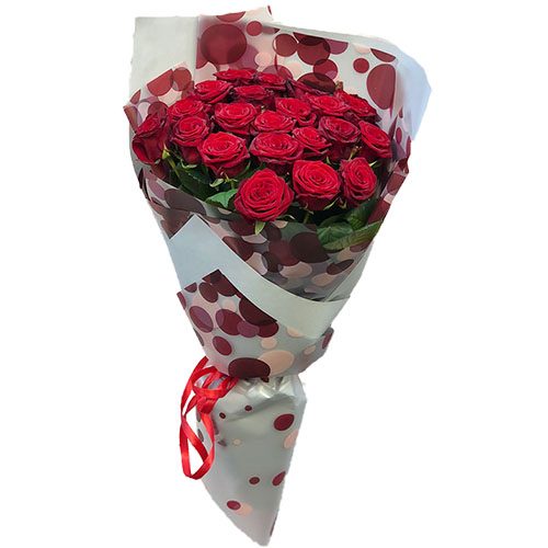Фото товара 21 красная роза в упаковке в Черноморске