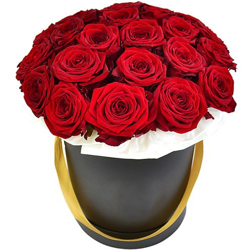Фото товара 21 роза в шляпной коробке в Черноморске