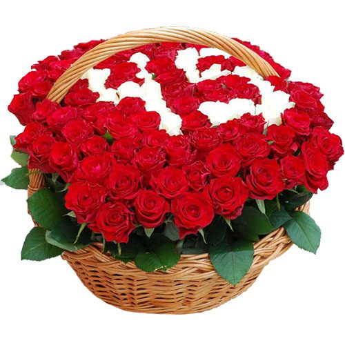 Фото товара 101 роза с числами в корзине в Черноморске