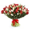 Фото товара 75 пурпурно-белых тюльпанов в Черноморске