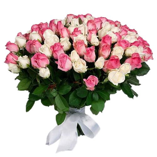 Фото товара 101 белая и розовая роза в Черноморске