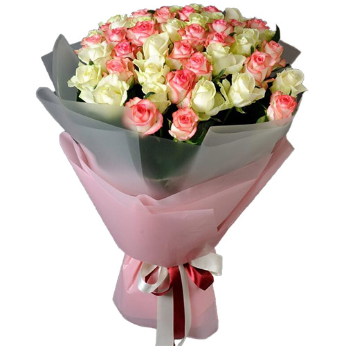 Фото товара 51 белая и розовая роза в Черноморске