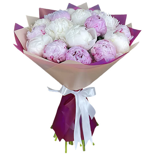 Фото товара 19 белых и розовых пионов в Черноморске
