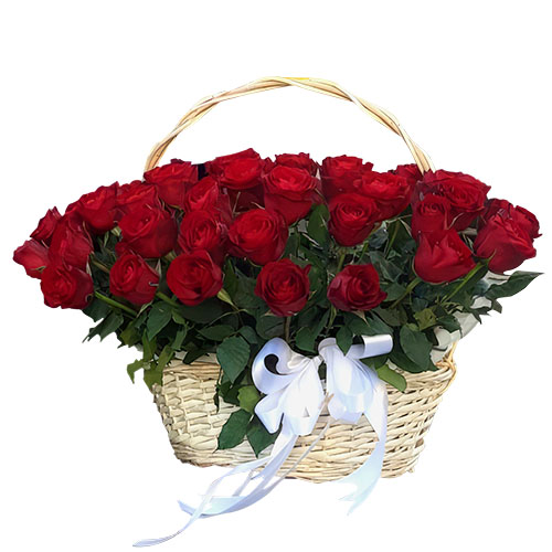 Фото товара 51 красная роза в корзине в Черноморске